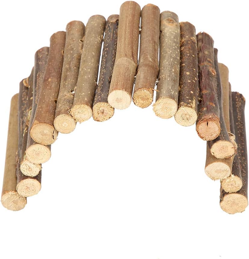 Garosa Hamster Bridge Wooden Mouse Ladder House for Reptile Mice Rodents Small Animal Chew Toy(S)