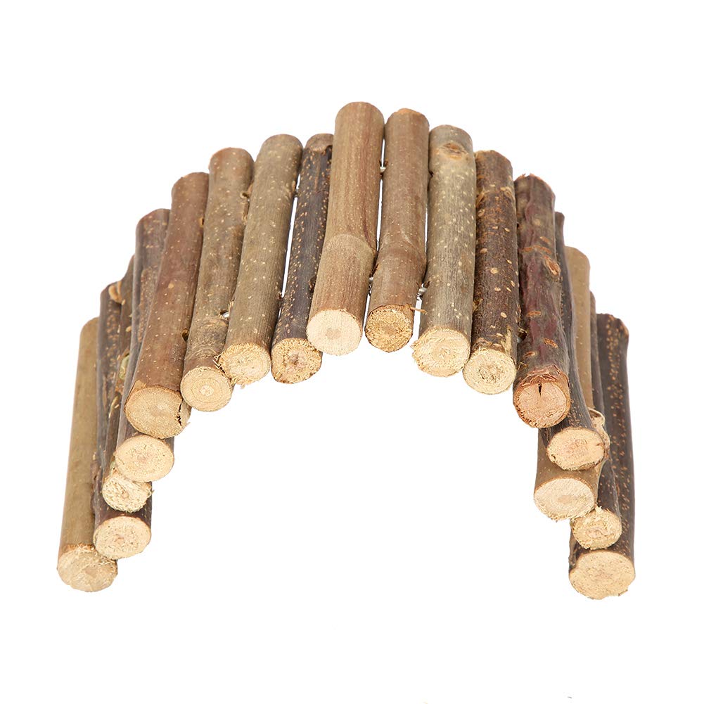 Garosa Hamster Bridge Wooden Mouse Ladder House for Reptile Mice Rodents Small Animal Chew Toy(S)