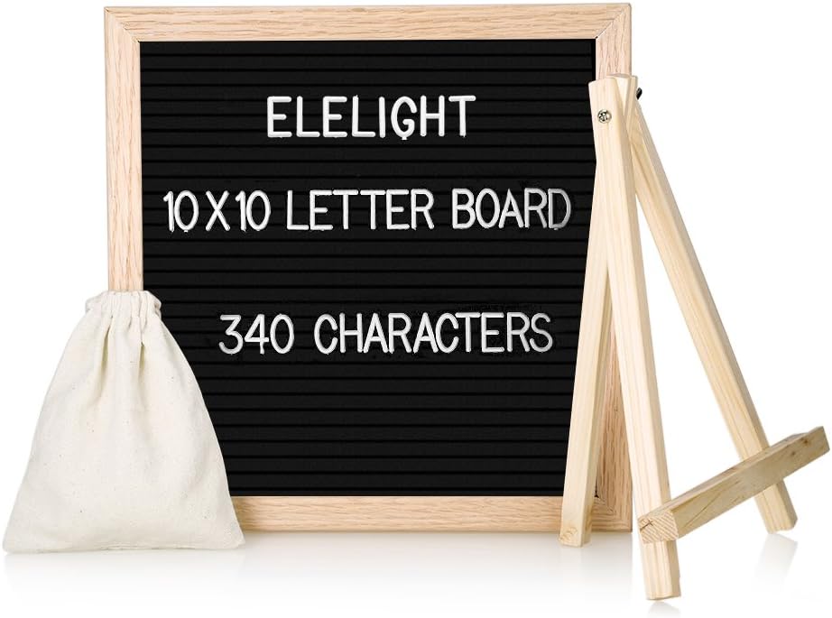 EleLight Changeable Letter Board, 10x10 Inches 340 Letter