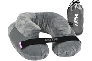 Cabeau Air TNE Inflatable Travel Neck Pillow Lightweight Inflatable Core, Customized Fit, Adjustable Chin Strap, with Compact Carrying Case for Comfort On-The-Go (Slate Grey)