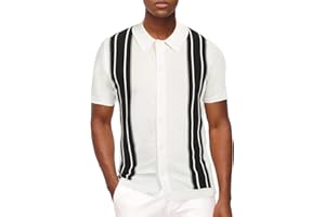 PJ Paul Jones Mens Polo Shirts Vintage Striped Lightweight Knitting Golf Shirts