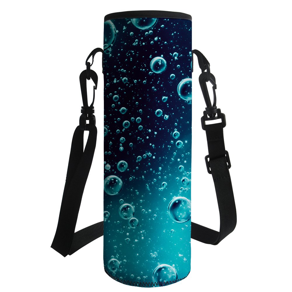 HUGS IDEA Waterdrop Print Water Bottle Carrier Holder Sleeve Neoprene Insulated Bottle Cover Bag