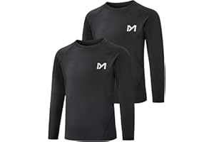 MEETYOO Youth Boys Compression Thermal Shirt Long Sleeve Fleece Undershirt Football Baseball Soccer Base Layer Top for Ski