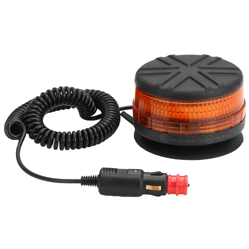 D-TECH LED Strobe Warning Beacon Lamp Rotating Flashing Beacon light for agricultural machines, commercial vehicle, school bus, tractor, excavators, (Magnetic Mounting)