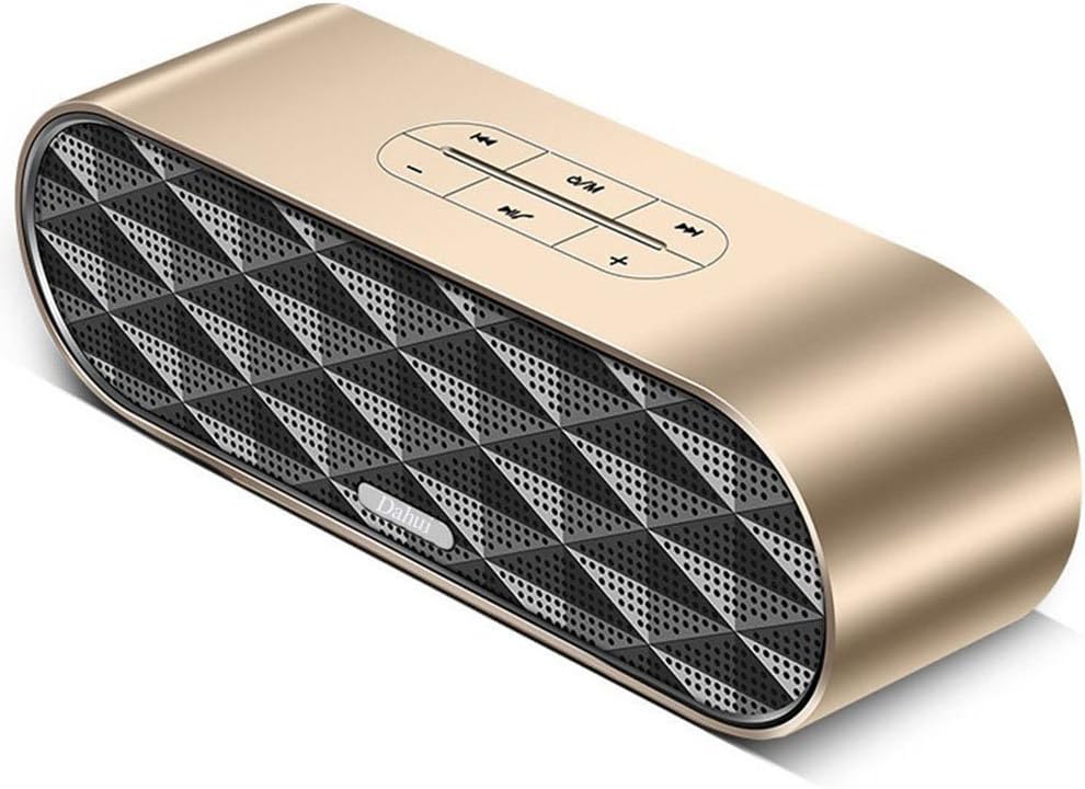 Dahui Gold Aluminum-Alloy Shell Portable Bluetooth Speaker, H8 10W Stereo Dual-Driver Wireless Travel Speakers for Echo Dot, iPhone, iPad, Samsung, tablet, Gift ideas