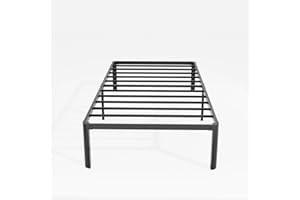 OLALITA Black Metal Bed Frame - Sturdy Metal Platform Bed Frame Queen Size Easy Assembly, Heavy Duty, No Box Spring Needed (Modern 14", Twin)