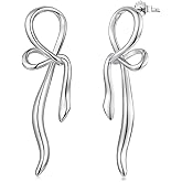 MUNDELL 14K Gold Plated Solid 925 Sterling Silver Post Pearl Teardrop Dangle Earrings | Dainty Bow Hypoallergenic Stud Earring for Women Fine Jewelry