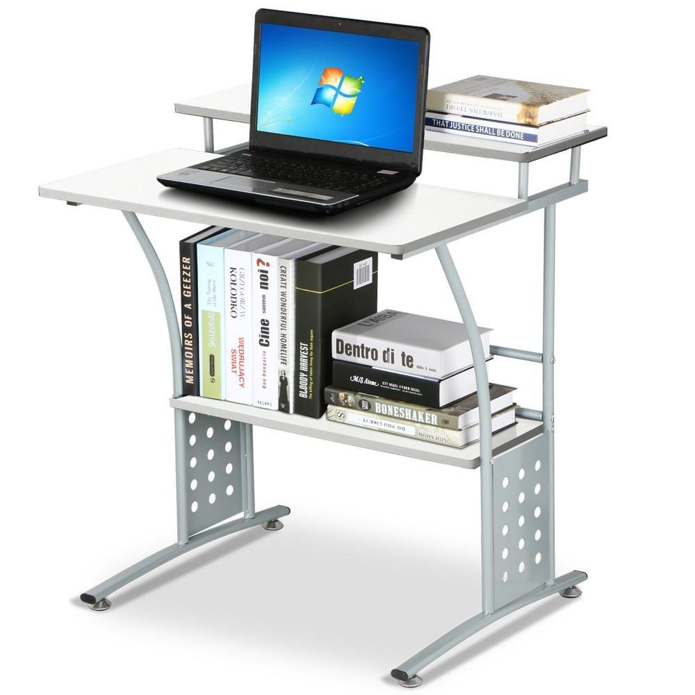 Topeakmart White Metal Computer Desk Small Spaces Laptop