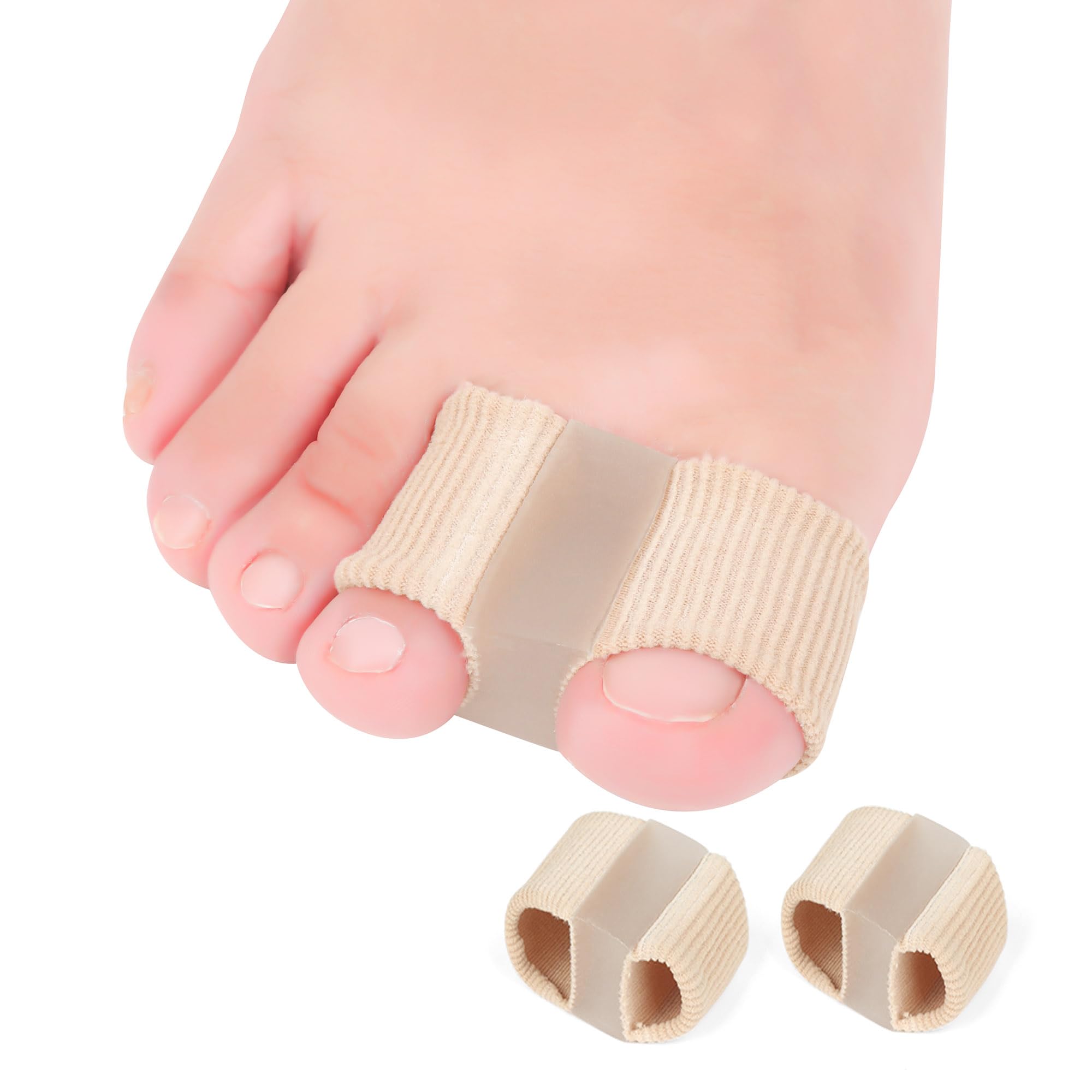 DYKOOK Gel Toe Separators Bunion Corrector with 2 Loops be Made of Elastic Fabric Material 2PCS Toe Corrector for Big Toes,Toe Spacers Suitable for Hallux valgus,Foot Pain,Corns (S)