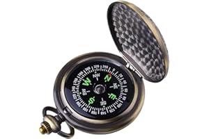 AUBRIC Classic Antique Compass for Outdoor Camping Hiking Hunting Motoring Boating Backpacking Navigation Tool Pocket Survival Compass Waterproof