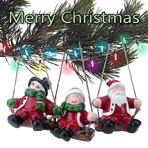 Evelyne GMT-10310-3 3-Piece Set Holiday Season Ceramic Christmas Haning Ornaments Decorative Display - Santa Claus
