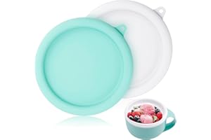 BOXOB 2pcs Silicone Lid for Dash My Mug Ice Cream Maker Machine, Reusable Ice Cream Maker Storage Lid Replacement BPA Free Bowl Covers for Dash Ice Cream Maker Mug Accessories (Light Green, White)