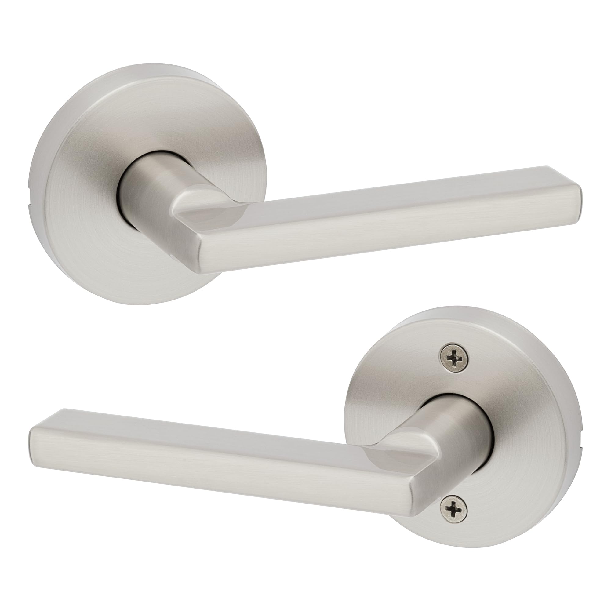 View 1 of **MISSING PARTS***Kwikset Halifax Interior Passage Door Knob, Round Handle for Closet and Hallway Doors, Non-Locking Doorknob in Satin Nickel, with Microban Protection