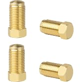 4Pcs Brake Line Plugs for Dune Buggy, 10MM 1.0 Bubble | 1/8" Npt Male Brass Pipe Fitting Hex Head Plug Used to Block Unwanted M10 x 1.0 Brake Master Cylinder Line Ports