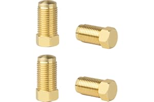 NVGUOES 4Pcs Brake Line Plugs for Dune Buggy, 10MM 1.0 Bubble, 1/8" Npt Male Brass Pipe Fitting Hex Head Plug Used to Block Unwanted M10 x 1.0 Brake Master Cylinder Line Ports