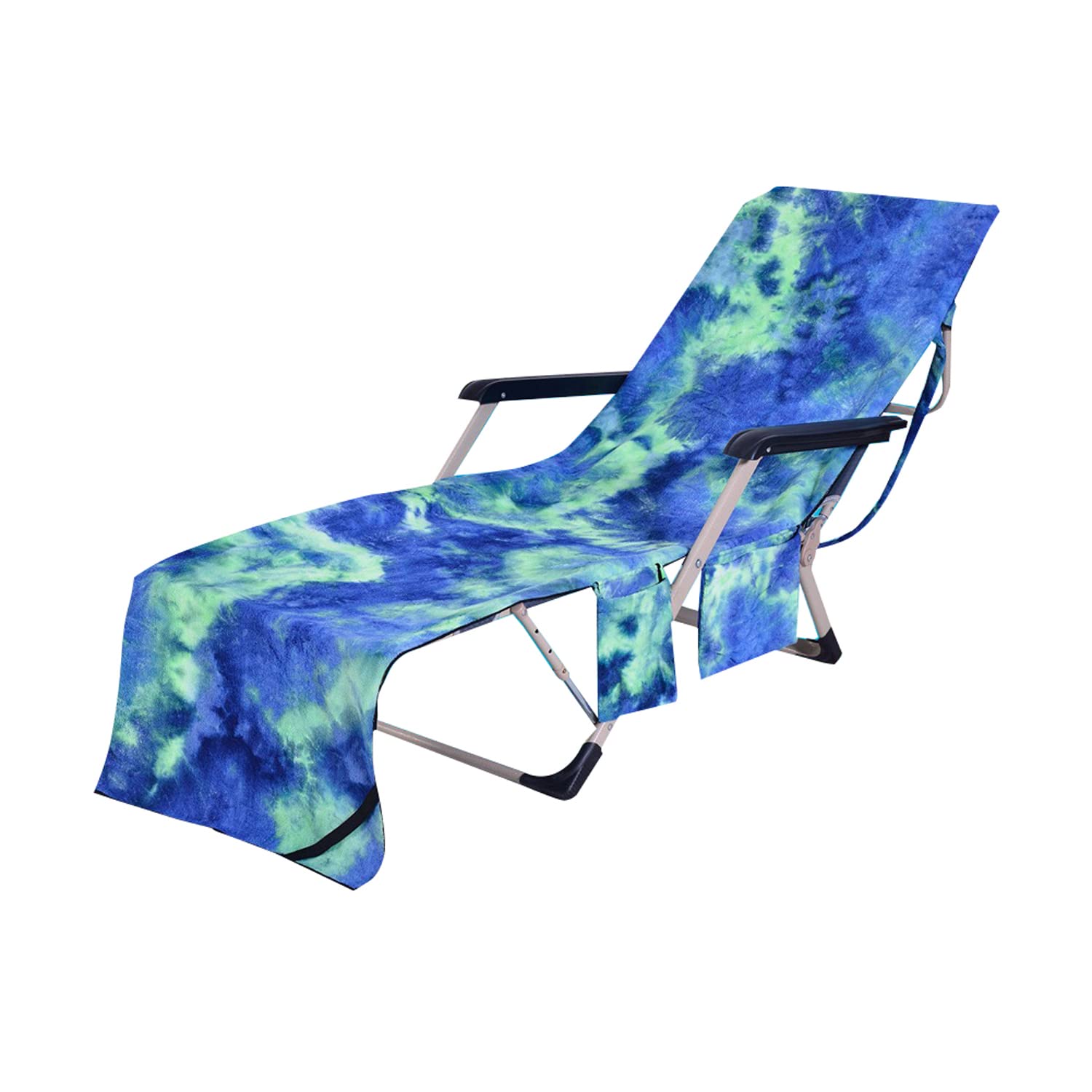 LIKEUDO Portable Pool Beach Sun Lounger Cover Pockets Microfiber Towel Travel Lounge Chair Cover Towels Sunbed Pockets Microfiber Towel Quick Dry Covers (green)
