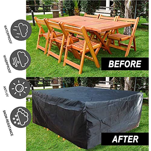 EASYBUYTECH Furniture Cover Garden Outdoor Patio Protective Case Oxford Furniture Dustproof Cover for Rattan Table Cube Chair Sofa Waterproof Rain, Black - 213X132X74CM
