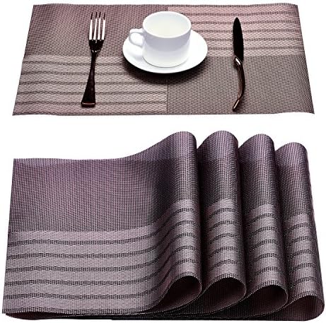 Slymeay Placemats Set of 4 PVC Material Non-slip, Washable, Waterproof, Insulation, Greaseproof for Family Party Picnic Outdoor Activity and Gift