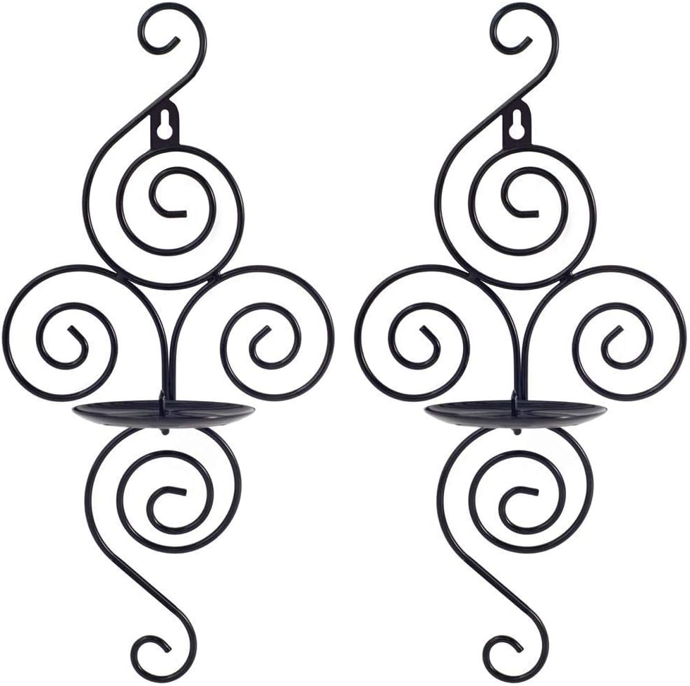 Ticco Wall Candle Sconces Set of 2 Candle Holder Hanging Wall Mounted for Living Room Home Decor,Black