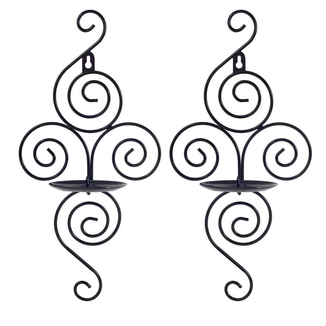 Ticco Wall Candle Sconces Set of 2 Candle Holder Hanging Wall Mounted for Living Room Home Decor,Black