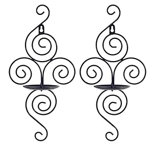 Ticco Wall Candle Sconces Set of 2 Candle Holder Hanging Wall Mounted for Living Room Home Decor,Black