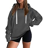 onlypuff Women Essential Hoodies Pullover Sweatshirt Long Sleeve Kangaroo Pocket Fleece Basic Sweater