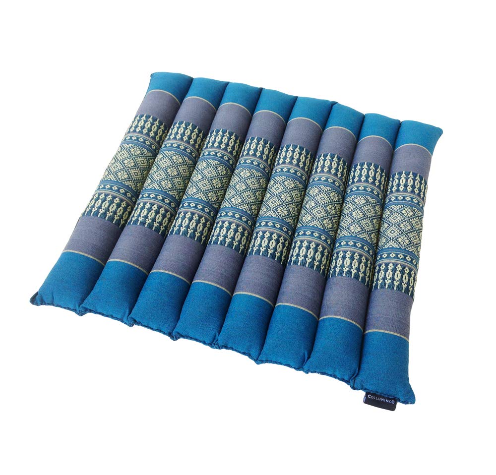 Collumino Thai Kapok Roll Up Yoga Seat Cushion for Home ~ Beach ~ Camping ~ Yoga ~ Meditation ~ Mindfulness ~ Massage ~ Relax (Light Blue)