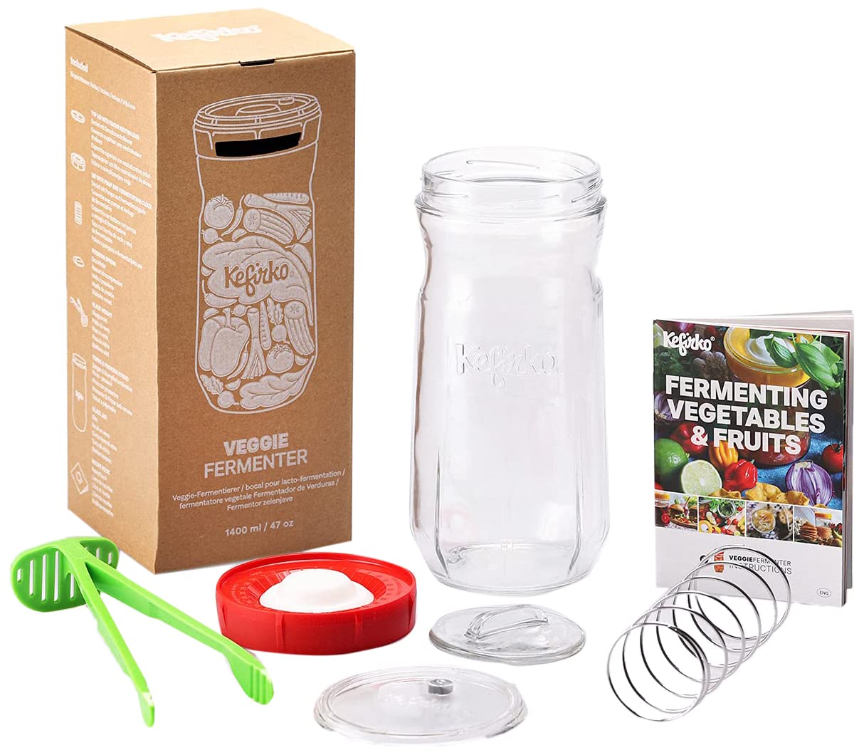 Kefirko Vegetables Fermenter 1,4 litres | Ferment Fruits, Veggies, Make Kimchi, Sauerkraut & More | BPA Free Materials - Yellow