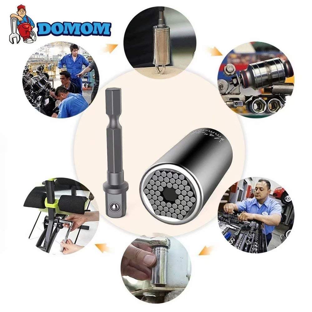 DomomUniversal Socket Wrench Set Multi- Merryferris Function Hand Tools, Self-Adjusts Professional Grip Socket Ratchet Wrench, 7mm to 19mm Magic Spanner Grip 1PCS