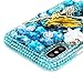 iPhone X Case, Mavis's Diary Crystal Clear Ocean Style 3D Handmade Bling Blue Diamonds Full Rhinestone Shell Mermaid Shiny Gems Hard PC Plastic Case [Full Edge Protection] Cover for iPhone X Edition