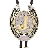 HUABOLA CALYN Bolo Tie for Men- Golden Initial Letter ABCDMJR to Z Western Cowboy Bolo Tie for Women