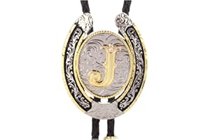 HUABOLA CALYN Bolo Tie for Men- Golden Initial Letter ABCDMJR to Z Western Cowboy Bolo Tie for Women