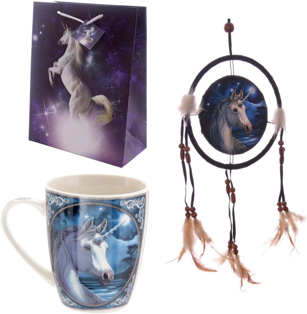 Unicorn Gift Set Bundle - Lisa Parker Unicorn Mug, Unicorn Dream Catcher and "Unless You Can Be a Unicorn" Gift Bag - An eye-catching, sophisticated gift for all fans of unicorns (girls & boys, men & women)