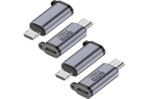 AreMe Micro USB 2.0 to USB C Adapter (4 Pack), USB Type C Female to Micro USB Male Converter Connector Support Charge Data Sync for Samsung Galaxy S7 S7 Edge, Nexus 5 6 and More (Grey)
