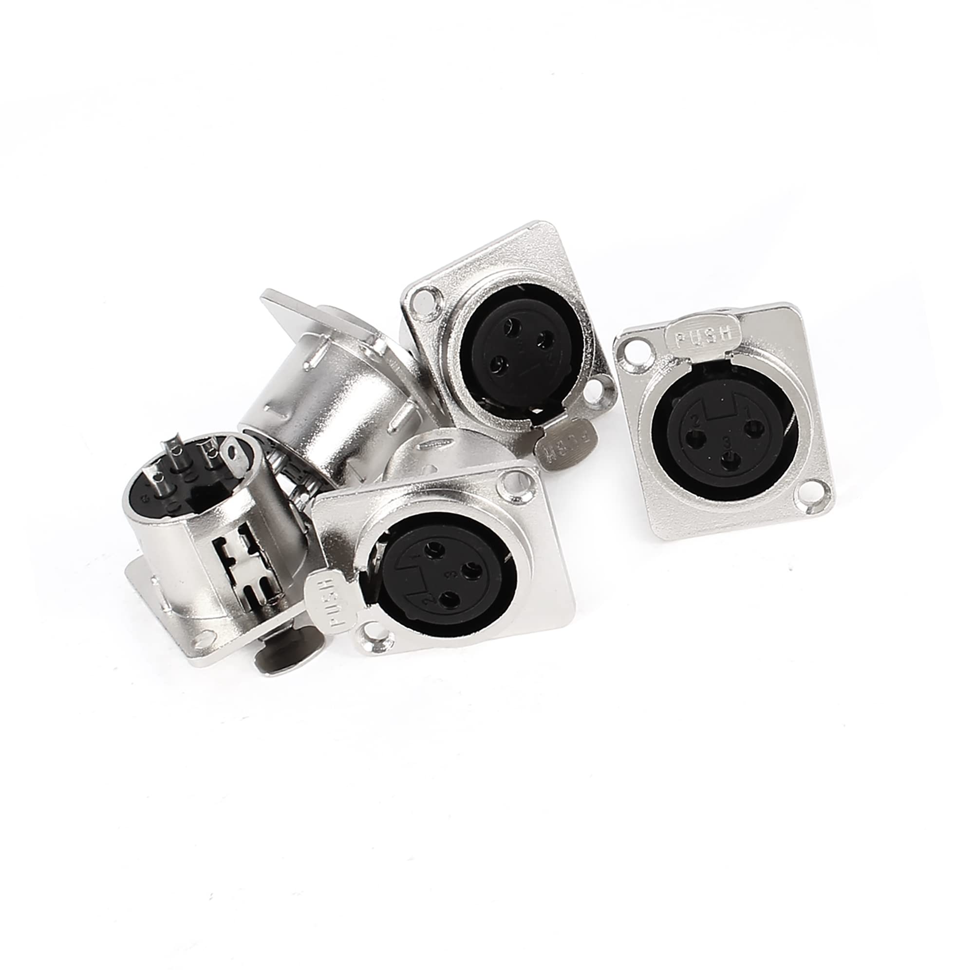 A ABSOPRO XLR Panel Mount Socket 3Pin Female Metal Silver Tone (Set of 5)