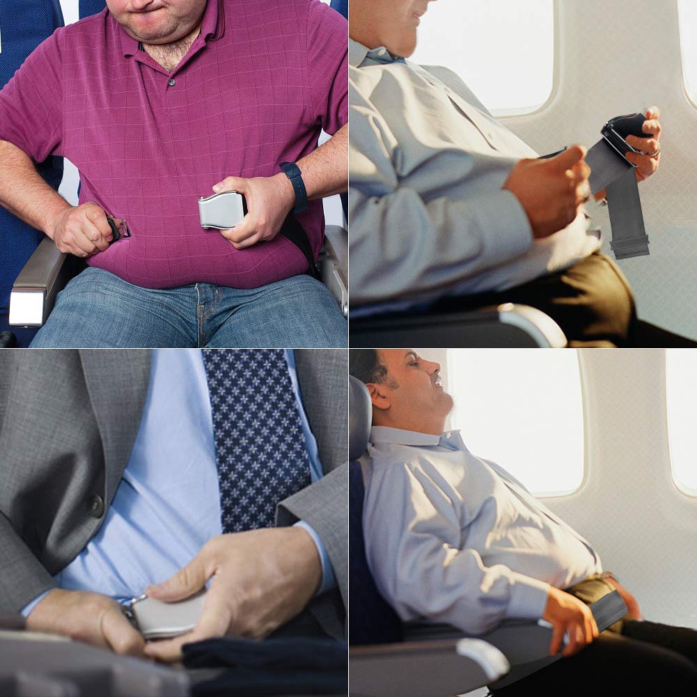 2 Pack Adjustable Airline Seatbelt Extenders Universal Fits All Airlines Airplane Seat Belt Extender Free Carrying Case Not Southwest Gray Body Trim Trim