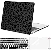MOSISO Compatible with MacBook Air 13 inch Case 2026 2025 2024 2023 2022 M4 A3240 M3 A3113 M2 A2681, Leopard Grain Hard Case&Keyboard Skin&Screen Film Compatible with MacBook Air 13.6 inch, Black