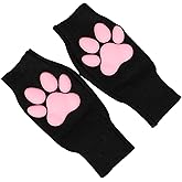 TINAYAUE Cute Cat Paw Pads Mittens Gloves 3D Silicone Animal Paws Knitted Fingerless Gloves Sleeve for Party Commuting School