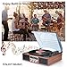 Record Player with Speakers Vintage Turntable 3-Speed Bluetooth Vinyl Record Player Support FM Stereo Radio with Clear Channel Screen Audio Output Retro Brown Wood 2020 Upgraded