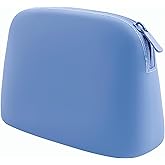 Gudahower Foldable Silicone Makeup Bag Large Capacity and Lightweight Toiletry Bag for Travel Waterproof Cosmetic Bag with Zipper for Women Girls (blue)