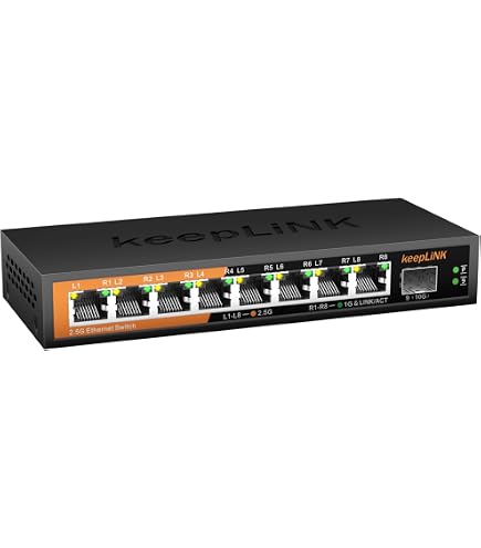 Amazon.com: keepLiNK 6-Port 2.5G Switch Unmanaged, 4 x 2.5GBASE-T Amazon.com: keepLiNK 6-Port 2.5G Switch Unmanaged, 4 x 2.5GBASE-T