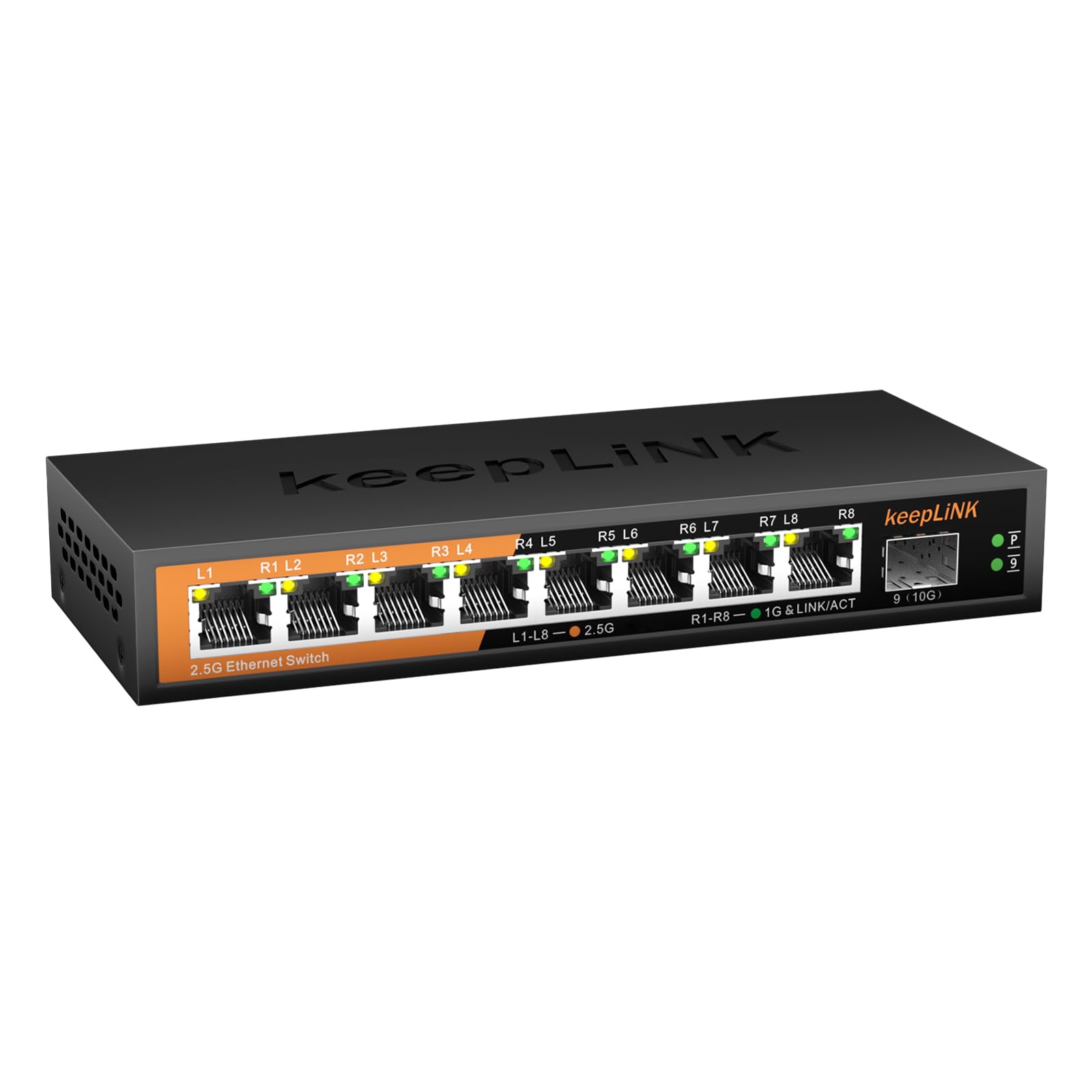 keepLiNK 8 Port 2.5G Switch Unmanaged, Ethernet Switch with 8 x 2.5G Base-T Ports, 1 x 10G Base-T SFP Slot, 60Gbps Switching Capacity, Plug & Play, Fanless Metal, Desktop/Wall Mount — image 1