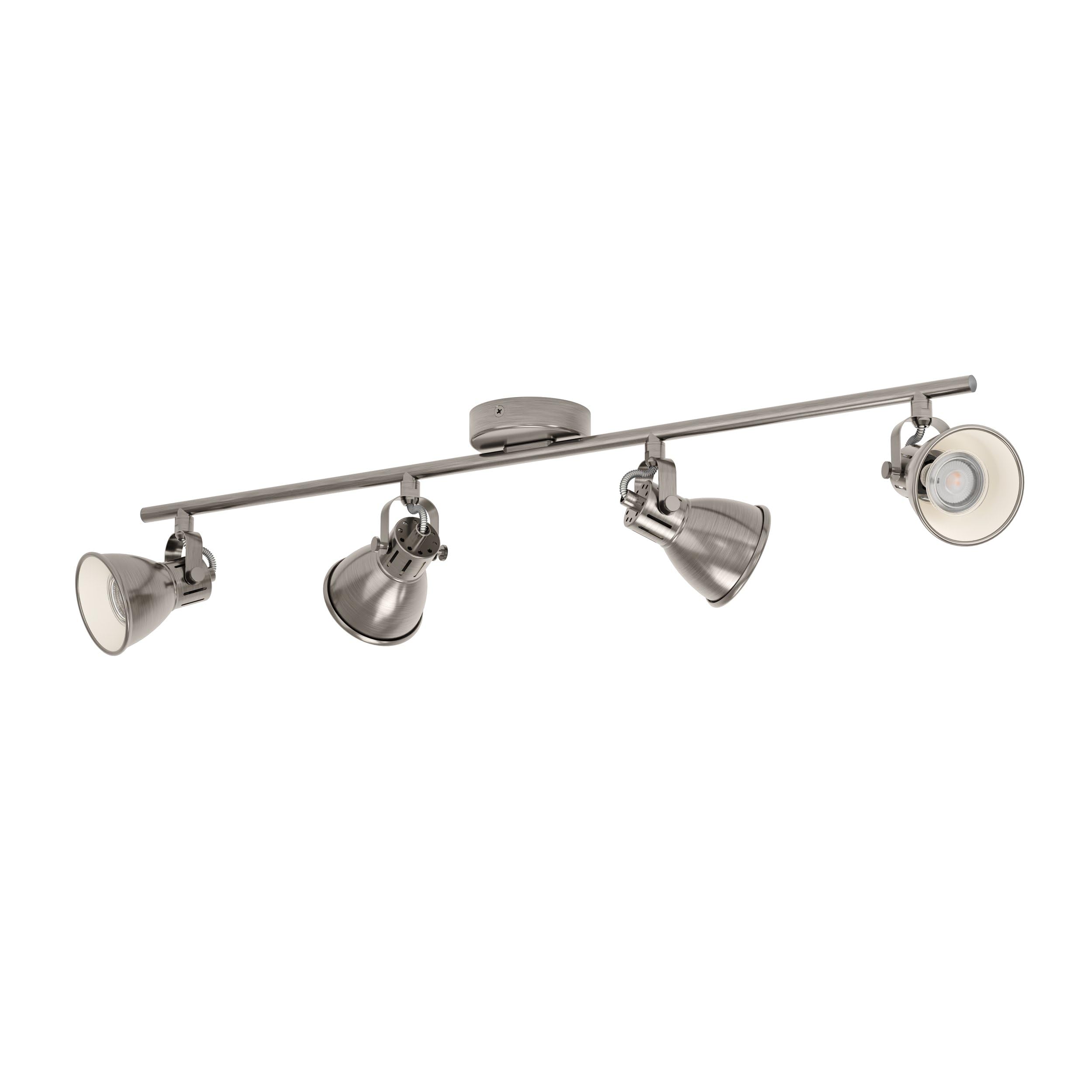 Eglo LED Ceiling Light Seras, 4-Light Industrial Ceiling Fixture, Metal Spotlight, Living Room lamp in Antique Nickel, Hallway Light, Spots with GU10 Bulbs, Warm White