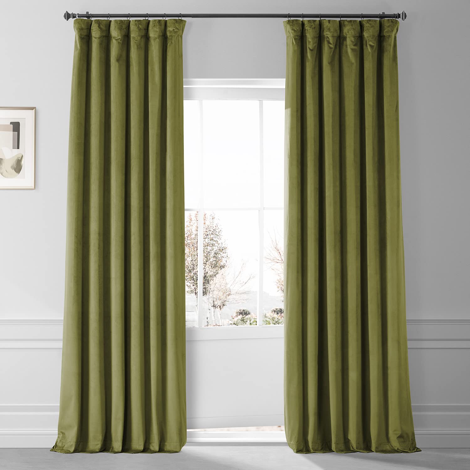 HPD Half Price Drapes Blackout Solid Thermal Insulated Window Curtain 50 X 96 Signature Plush Velvet Curtains for Bedroom & Living Room (1 Panel), VPYC-SBO161224-96, Jalapeno Green