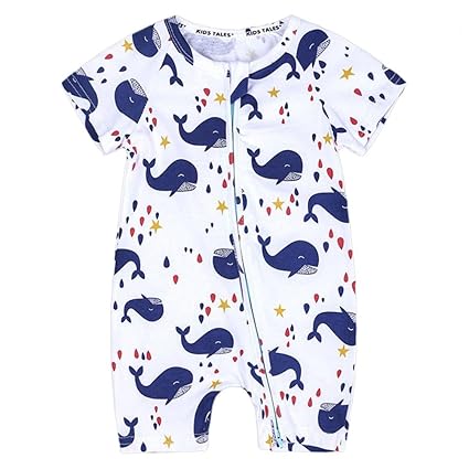 Baby Strampler Venmo Kleinkind Infant Baby Overall Sets Jungen Cartoon Wal Print Kurzarm Strampler Baby Bekleidung Jungen Mäd