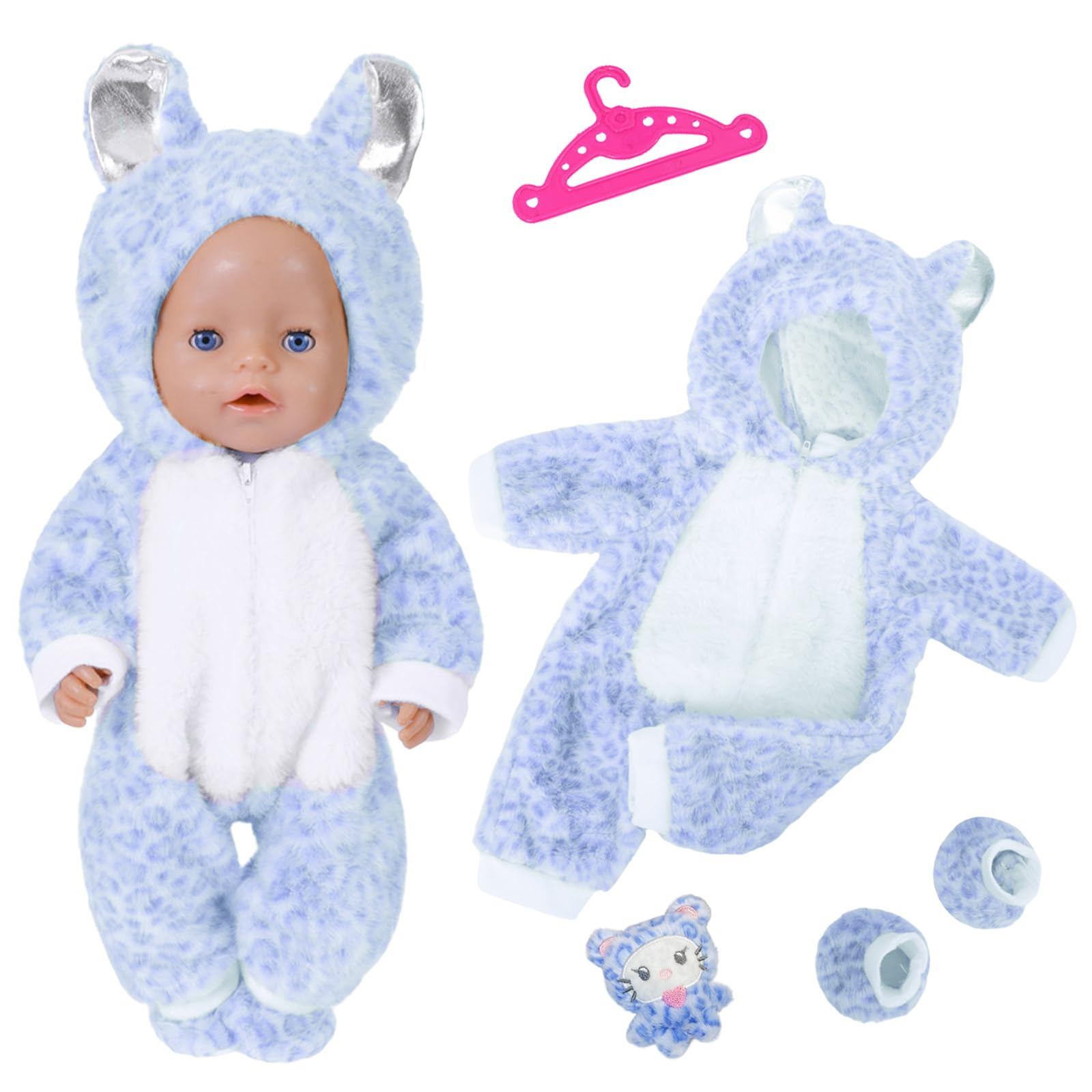 Baby Doll Clothes for 14-18 Inch Doll, Baby Dolls Accessories for 35-45cm Dolls, Cute Jumpsuit, Socks, Cute Pendants, Hanger, Wonderful Gift for Kids (blue) — image 1