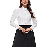 Womens Classic Victorian Shirt Button Down Long Sleeve Blouse