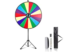 Hooomyai 30 Inch Prize Wheel with Folding Tripod Floor Stand Height Adjustable 18 Slots Color Dry Erase Spin Wheel Spinner Game for Trade Show Fortune Spinning Game