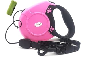 ALIBUY Retractable Dog Leash 26ft,360° Tangle-Free Long Cord Pets Puppy Walking Leashes,Non-Slip Handle for Small Medium Large Dogs,Up to 110 lbs (Pink)