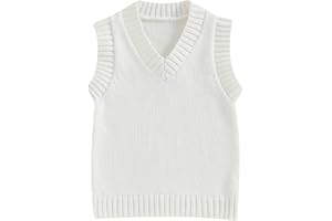 Nokpsedcb Baby Sweater Vest Toddler Boy Girl Sleeveless V-Neck Solid Knit Vest Fall Winter Clothes